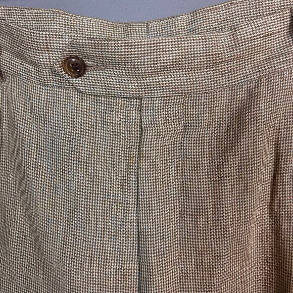 Ballin Pants Trousers Linen Size 34 Relax Pleated Houndstooth preppy old money - Picture 4 of 7